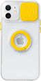 Caseative Candy Color Ring Holder Slide Lens Camera Cover Protection Clear Soft Compatible with iPhone Case (Yellow,iPhone 12 Pro Max)...