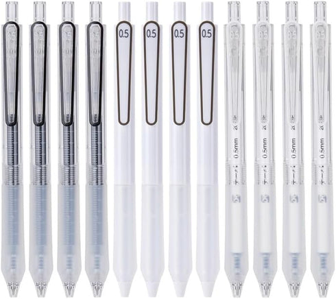 Gel Pens, Black Gel Ink Pens, 12 Pcs 0.5mm Fine Point Smooth Writing Pens, Ball Point Pens for Journaling, Ink Not Skip, Retractable Cute Aestheti...