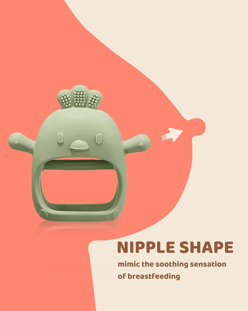 2 Packs Baby Teething Toy for 0-6 6-12 months, Food Grade Silicone Teething Mitten, Anti Dropping Wrist Hand Teethers Baby Chew Toys for Sucking N...