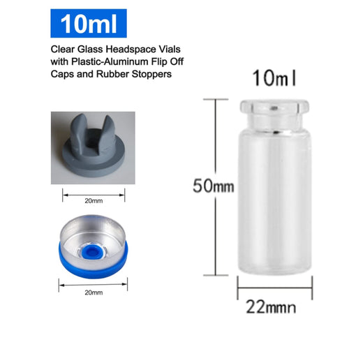 20 Pcs 10ml Glass Bottle,Sterile Transparent Vial,Seals Empty Vials, Lab Sample Vial, Empty Vials with Self Healing Injection Port,with Flip Off A...