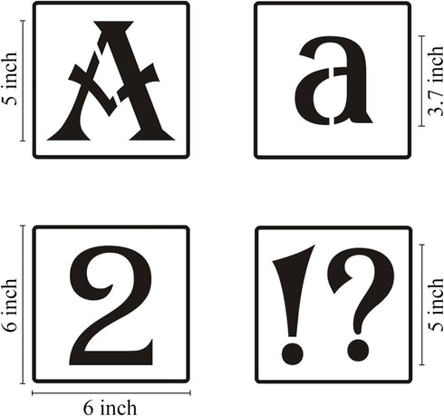 5 Inch Alphabet Letter Stencils for Painting - 70 Pack Letter and Number Stencil Templates with Signs for Painting on Wood, Reusable Alphabet and ...