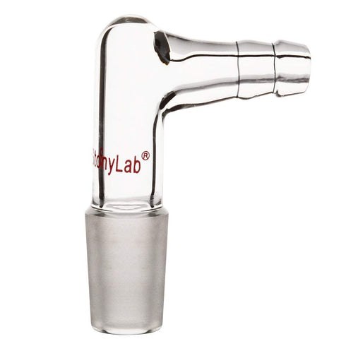 stonylab Glass 90 Degree Vacuum/Gas Adapter, Borosilicate Glass Bent Inlet Adapter with 14/20 Inner Joint and Hose for Laboratory Lab Supply...