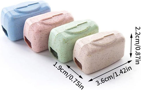 Multicolor Mini Toothbrush Head Covers, 4 Pack, Straw Portable Tooth Brush Holders for Travel, Household, Bathroom...