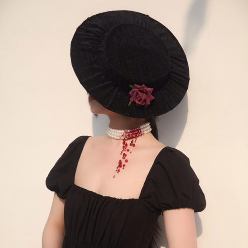 Dripping Blood Choker Imitation Pearls Halloween Party Necklace Gothic Vampire Party Costume...