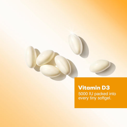 D Vitamin 5000 IU Vitamin D3 Softgels - High Potency D3 Vitamin for Bone Health, Muscle, & Immune Support - Extra Strength 125 mcg - Natures Non-G...