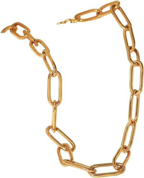 Dainty Paperclip Link Anklet 18K Gold Plated...