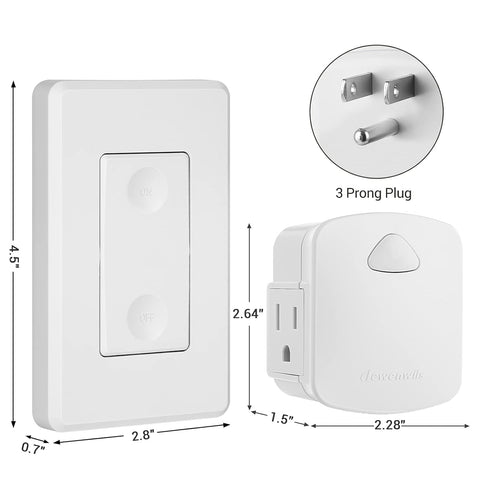 DEWENWILS Wireless Light Switch Remote Control Outlet, Remote Power Wall Switch for Lamps, No Wiring Needed, 15 AMP Heavy Duty, 100 FT Range......