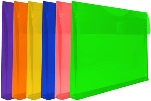 JAM PAPER Plastic Expansion Envelopes with Hook & Loop Closure - Letter Booklet - 9 3/4 x 13 with 1 Inch Expansion - Assorted Colors - 6/Pack...