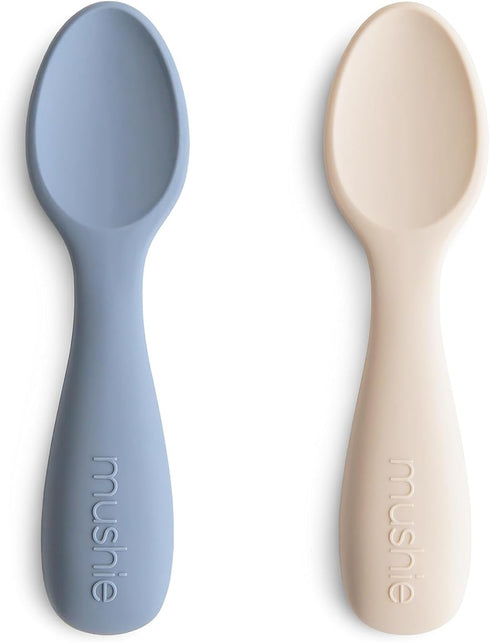 mushie Silicone Toddler Starter Spoons | 2 Pack (Tradewinds/Shifting Sand)...