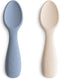 mushie Silicone Toddler Starter Spoons | 2 Pack (Tradewinds/Shifting Sand)...