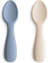 mushie Silicone Toddler Starter Spoons | 2 Pack (Tradewinds/Shifting Sand)...