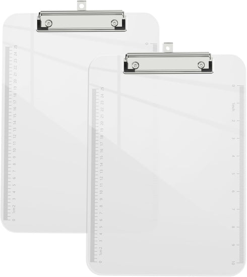 2 Pack Plastic Clipboards, Translucent Clip Board with Low Profile, Purple Clipboard with Ruler,Office Clipboards, School Supplies, Letter Size 12...