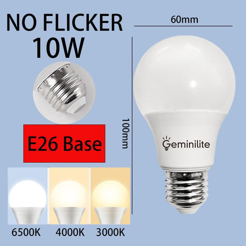 A19 LED Light Bulbs 60 Watt Equivalent, E26 Base 6500K Daylight White Standard Light Bulbs, 10W 1000 Lumen, Energy Efficient Non-Dimmable, Pack of...