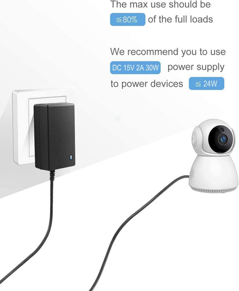 15V 2A DC Power Supply AC 100V-240V Input to DC 15 Volt 2 Amp 1.6A 1A Switching Power Supply Converter 5.5mm x 2.5mm/ 2.1mm DC Plug and 10 More Si...