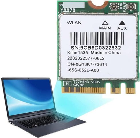 5G 867Mbps Bluetooth 4.1 Wireless Network Card, WiFi Game M.2 NGFF WiFi Wireless Adapter,for Killer Wireless-AC 1535 Dual Band (2.4 GHz 5 GHz) 802...