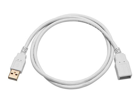 Monoprice 3-Feet USB 2.0 A Male to A Female Extension 28/24AWG Cable (Gold Plated), White (108605)...