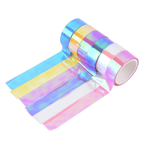 6 Rolls Rhythmic Gymnastics Decoration Holographic Prismatic Glitter Tape Hoops Sticker Color Waterproof Tape Sticker, Each 5M...