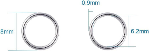 Kissitty 2000pcs 8mm Stainless Steel Open Jump Rings Connectors 0.9mm Thick Chainmail Making Jewelry Findings 20 Gauge...