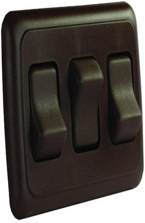 JR Products - 305.1254 12155 Brown Triple SPST On-Off Switch with Bezel...