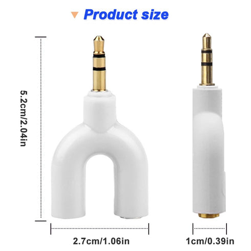Headphone Audio Y-Splitter Adapter, 3.5mm Male Stereo Jack to 2 Port 3.5mm Female Adapter, Adapter Compatible with Headset, Earphone, for iPhone, ...