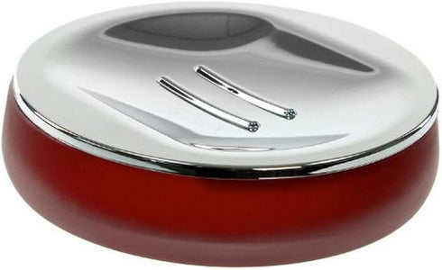 Gedy Tiglio Thermoplastic Resin Round Red Soap Dish in Glass, Red...