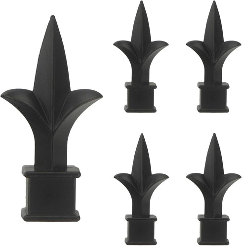 5Pcs Fence Finials,Fits 5/8"Iron Picket-Waterproof Aluminium Alloy Black Trident Spear Finial Fence Topper for Yard Garden Lawn Iron Picket Fence ...