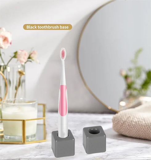 Mini Ceramics Toothbrush Holder Stand for Bathroom Vanity Countertops, Mini Ceramics Toothbrush Holder Stand (Gray)...