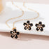 EVEVIC Cherry Blossom Flower Necklace Earrings Set for Women 18K Gold Plated Hypoallergenic Jewelry Sets (Black)...