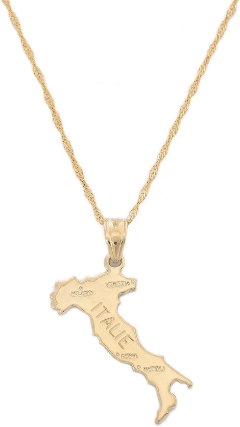18K Gold Plated Map of Italy Necklace Pendant Jewelry for Italian...