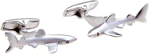 Shark Pair Cufflinks in a Presentation Gift Box & Polishing Cloth...