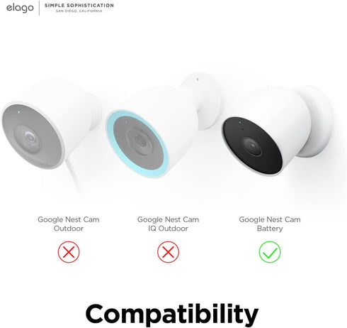 elago Silicone Cover Compatible with Google Nest Cam Outdoor or Indoor (Battery) - Magnetic Mount Cover Included, All Weather Protection, Easy Ins...