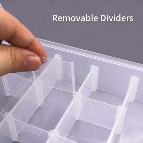 Plastic Organizer Container with Adjustable Dividers,Plastic Storage Box with 18 Removable Grids,Jewelry Organizer Compartments for Cosmetics Craf...