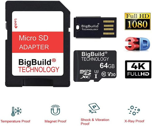 64GB Ultra Fast 100MB/s U3 Micro SDXC Memory Card for Akaso Brave 7/7 LE, Akaso Brave 8 Action Camera...