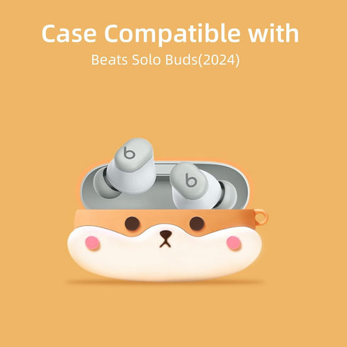 Cute Case Compatible with Beats Solo Buds(2024) with Keychain, Soft Silicone Anime Puppy Protective Cartoon Cases Wireless Earbuds Accessories wit...