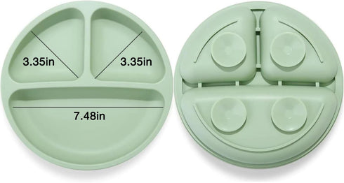 PandaEar Silicone Baby Feeding Set 6-12 Months| Baby LED Weaning Supplies| Infant Toddler Feeding Set| Silicone Baby Bib + Baby Plate with Suction...