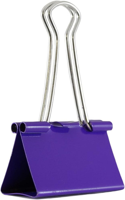 JAM PAPER Colorful Binder Clips - Large - 1 1/2 Inch (41 mm) - Purple Binderclips - 12/Pack...