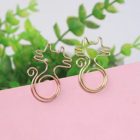 40Pcs Dog and Cat Shaped Paper Clips Golden Electroplated Paper Clips Animal Paper Clips Creative Metal Clip...