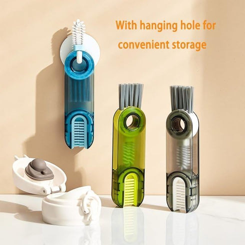 3Pcs Multicolor 3 in 1 U-Shaped Bottle Cleaning Brush Set,Multifunctional Cup Cleaning Brush for Home Kitchen Tiny Silicone Bottle Brush Tools for...