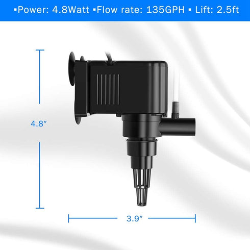 AquaMiracle Aquarium Powerhead Pump Circulating Water Pump 135 GPH for 10-40 Gallon Aquariums with Aerating Features...