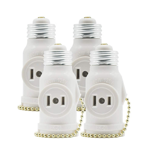 2 Outlet Light Socket Adapter,E26 Bulb Socket to Outlet Splitter,Converts Medium Screw Socket into a Socket with Two outlets,Polarized Outlet,with...
