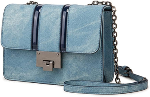 Small Denim Blue Women Purse Clutch Retro Small Shoulder Bag for Teenager girls Color Contrast Handbag...