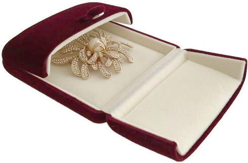 Dark Red Maroon Premium Quality Velvet Jewelry Box Present Case for Brooch Pin Wedding Birthday Present Packaging...