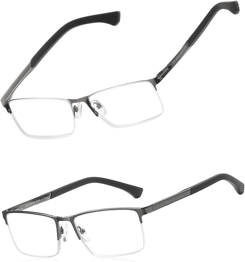 EYECEDAR 5-Pack Reading Glasses for Men Metal Half Frame Rectangular Style Spring Hinges Eyeglasses Mens Readers 1.50...