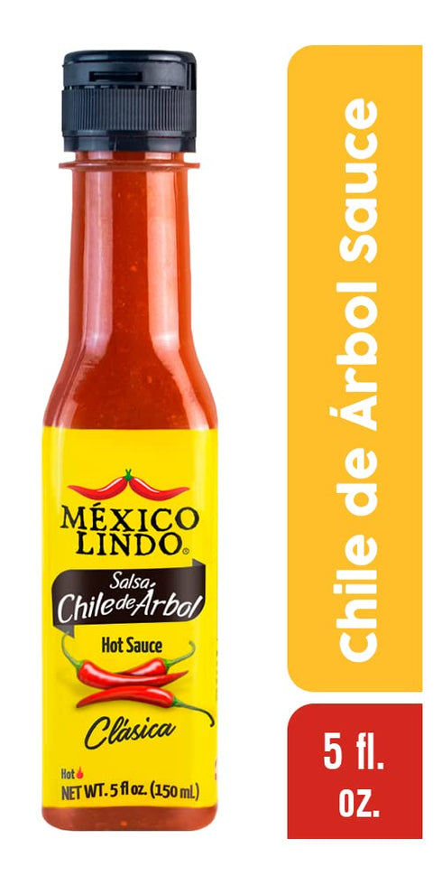 Mexico Lindo Chile de Arbol Hot Sauce Ingredients | 12,190 Scoville Level | Classic Flavor | 5 Fl Oz Bottles (Pack of 2)...