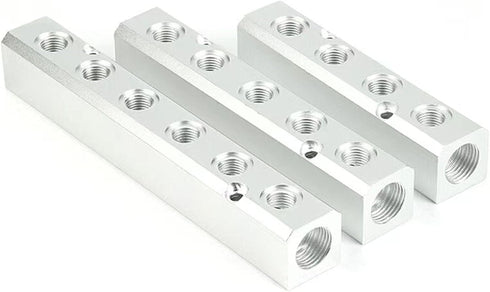 3 Way Pneumatic Manifold Air Distribution Block, G1/2 Supply Port, G1/4-Inch Output Port, Aluminum Alloy...