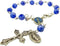 Catholic Gift Our Lady of Grace Mary Travel Protection 6MM Blue Glass Bead 5 3/4 Inch Rearview Mirror Car Truck Auto Rosary...