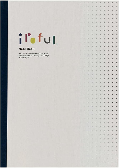SAKAE????????? iroful 75 gsm Notebook, 8.27" x 5.85", 160 pages, 5mm Dotted, White, 1 pack (PI-A5DBW)...