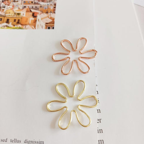 100Pcs Funny Planner Clips Cute Paper Clips Innovative Cute Design Anti Rust Electroplating Process Gold Paper Clips for Office Home School (Flora...