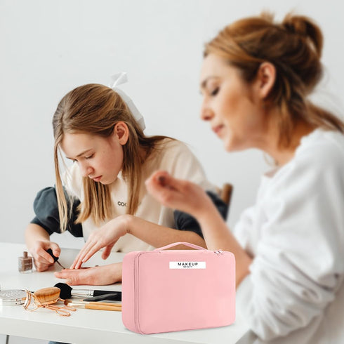 Makeup Bag for Women/Girls Cosmetic Bag with Makeup Brush Holder & Detachable Zipper Pouch Portable Travel Toiletry Bag for Gift/Birthday/Valentin...