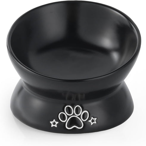 Elevated Cat Food Bowl, 5 Oz Ceramic Raised and Tilted Water Bowl, Anti Vomiting and Protect Pets' Spines Dishes for Small Dog, Fat Faced Cat, Kit...